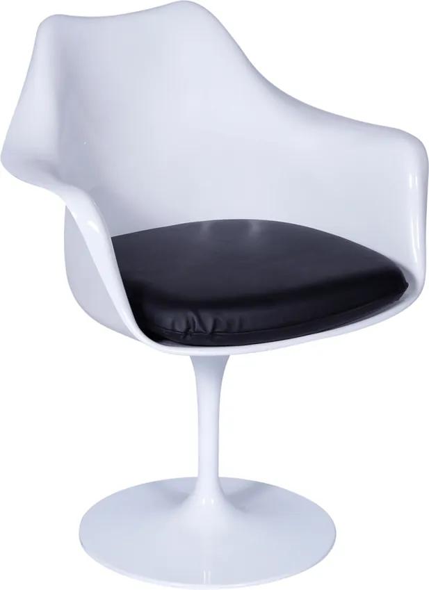 Cadeira Saarinen Tulipa Beta Com Braço Branco / Preto