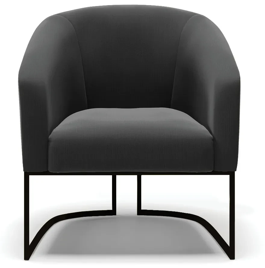Poltrona Decorativa Industrial Preto Kit 2 Stella Suede Preto D03 - D'Rossi