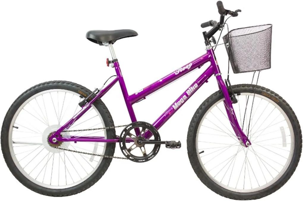 Bicicleta Infantil Aro 24 Freios V-Break Quadro Aço Rosy Free Violeta - Mega Bike