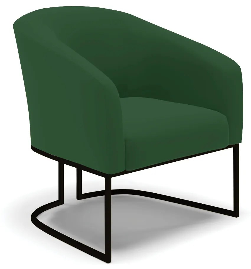 Namoradeira e 2 Poltronas Industrial Preto Stella Veludo Verde D03 - D'Rossi