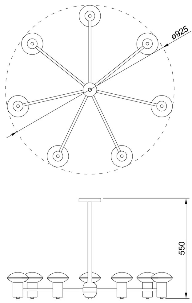 Pendente Sakai Ø92,5X55Cm 5Xg9 Vidro Disco Asteroide / Haste Fixa | Us... (AV-M - Avelã Metálico, FOSCO)