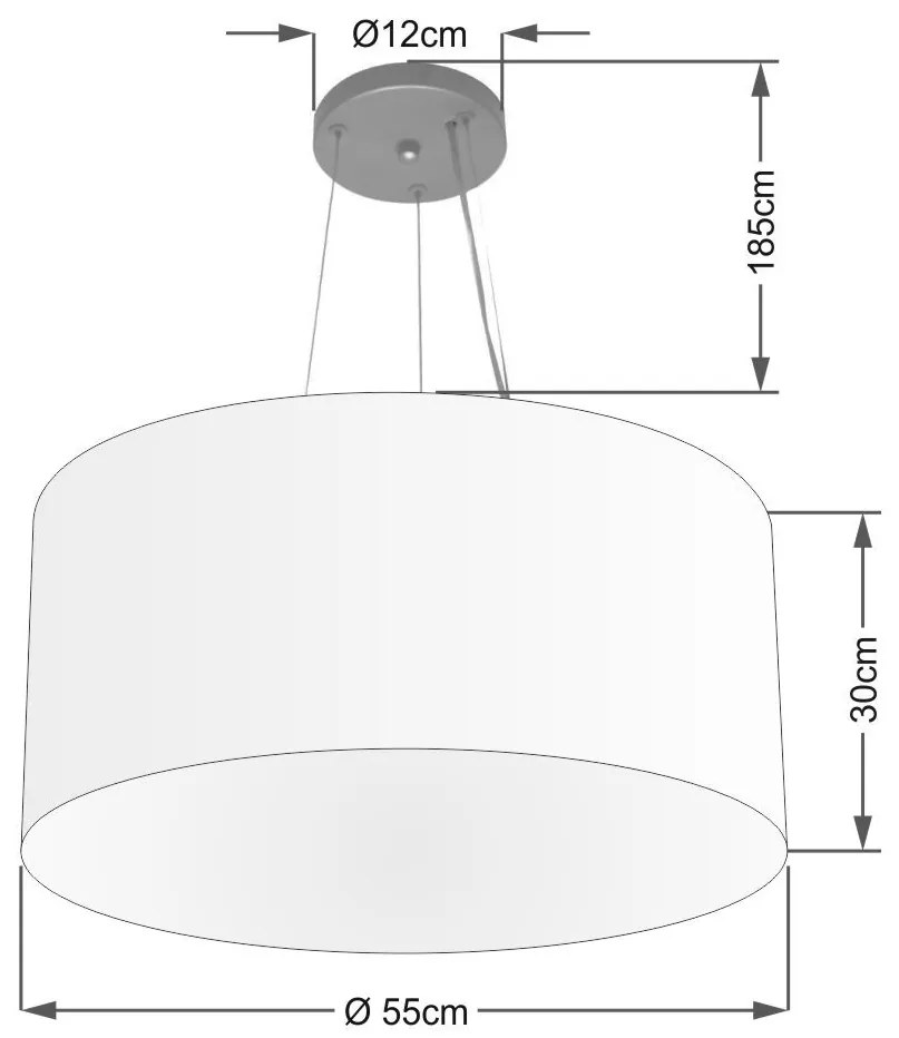 Lustre Pendente Cilíndrico Vivare Md-4192 Cúpula em Tecido 55x30cm - Bivolt