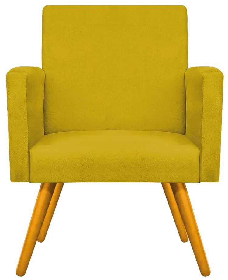 kit 02 Poltronas Beatriz Palito Mel Suede Amarelo - ADJ Decor