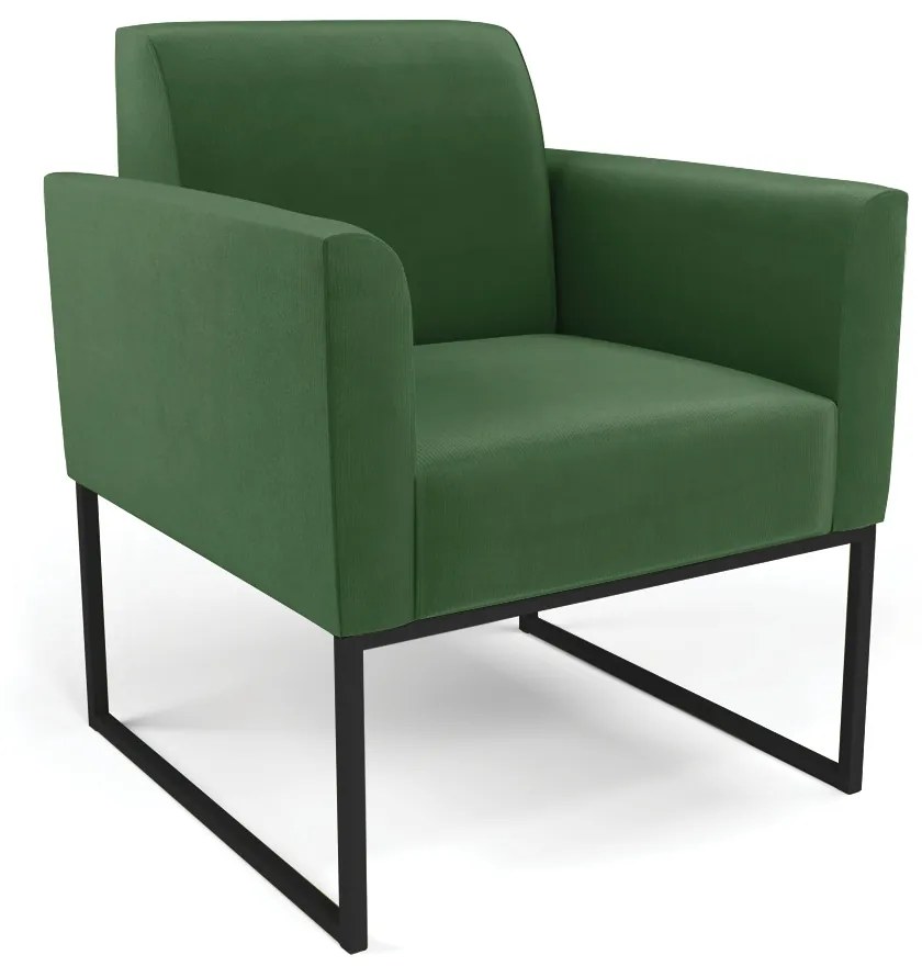 Sofá Namoradeira com 2 Poltronas Base Industrial Preto Marisa Suede D03 - D'Rossi - Verde