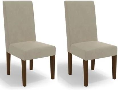 Kit 2 Cadeiras CAD110 para Sala de Jantar Walnut/Bege - Kappesberg