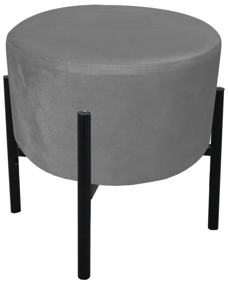 Puff Banqueta Decorativo Industrial Preto Kit 2 Iron Suede D03 - D'Rossi - Grafite