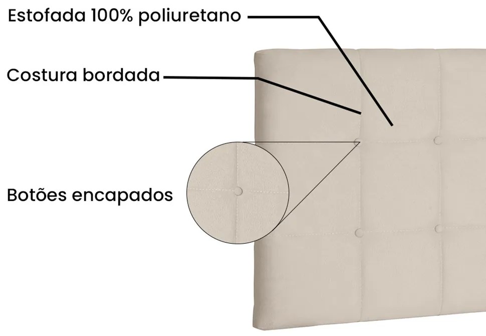 Cabeceira Painel Verona Para Cama Box Solteiro 90 cm Suede - D'Rossi - Bege