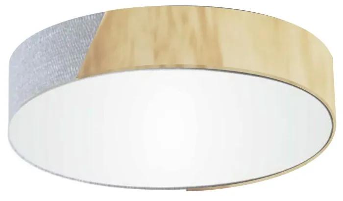 Plafon Luminária de teto decorativa para casa, Md-3076 nórdicas em tecido e madeira 3 lâmpadas com difusor em poliestireno - Rustico-Cinza