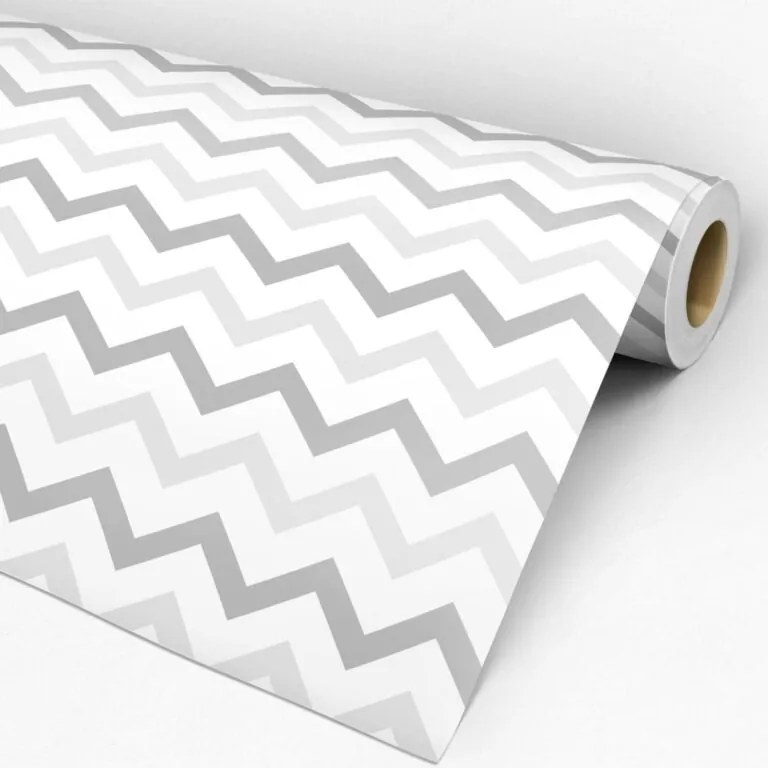 Papel de parede adesivo Chevron cinza e branco