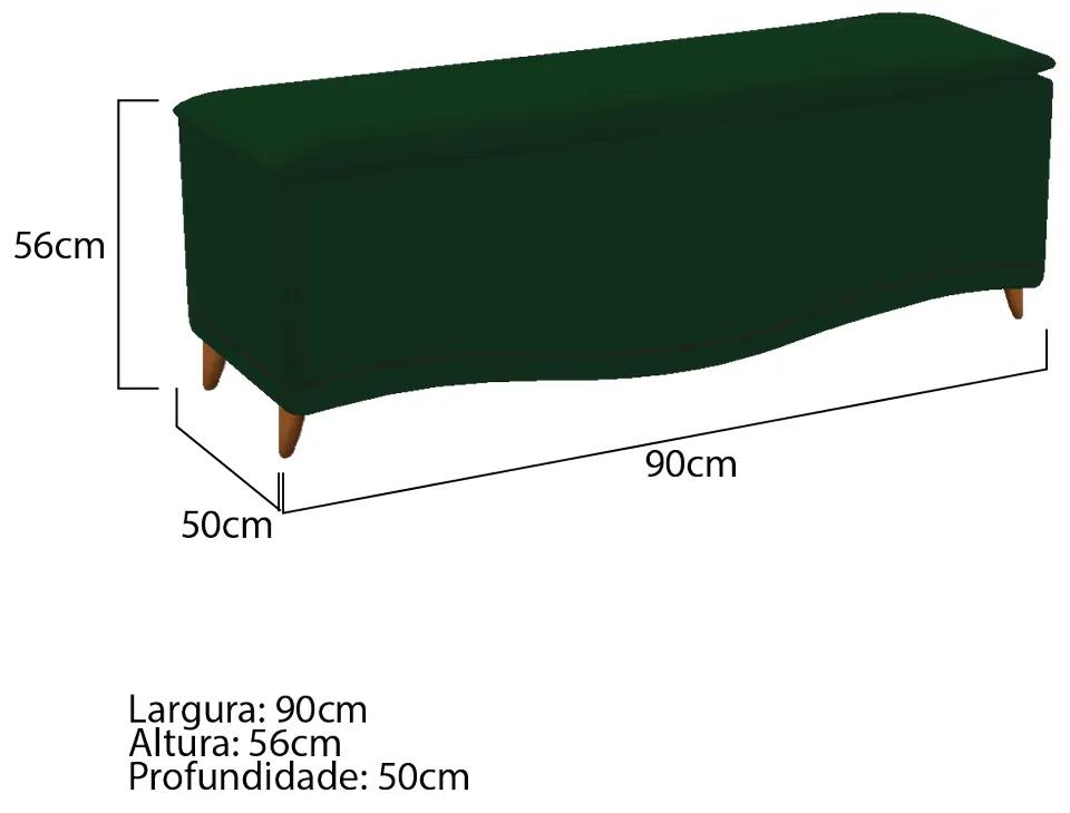 Calçadeira Estofada Yasmim 90 cm Solteiro Suede Verde - ADJ Decor