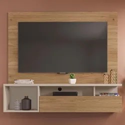 Painel para TV 55 Pol com Bancada Suspensa 136cm Brasil Buriti/Off Whi