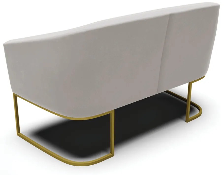 Sofá 2 Lugares Namoradeira Industrial Dourado Stella Veludo D03 - D'Rossi - Cinza