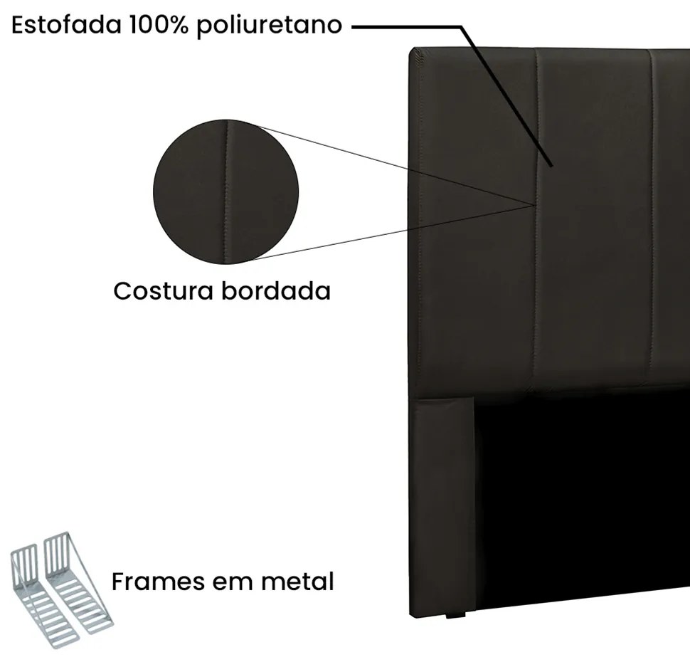 Cabeceira Arizona Para Cama Box Casal 140 cm Corino - D'Rossi - Marrom