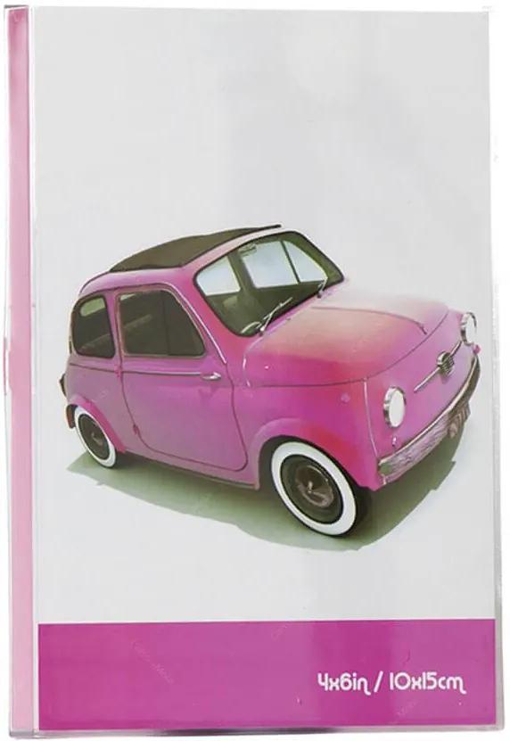 Porta-Retrato Cars Rosa em Polipropileno - Urban - 18x15,6 cm