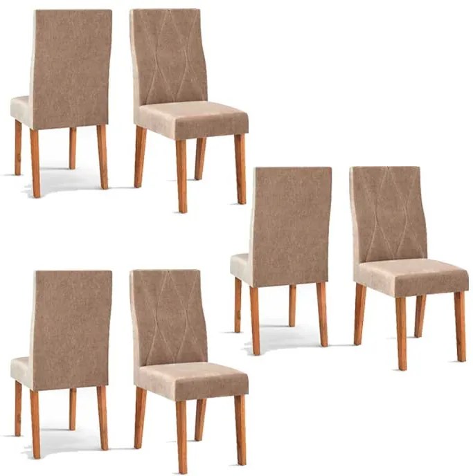 Conjunto 6 Cadeiras Manuela Rústico Terrara Tecido Veludo Kraft