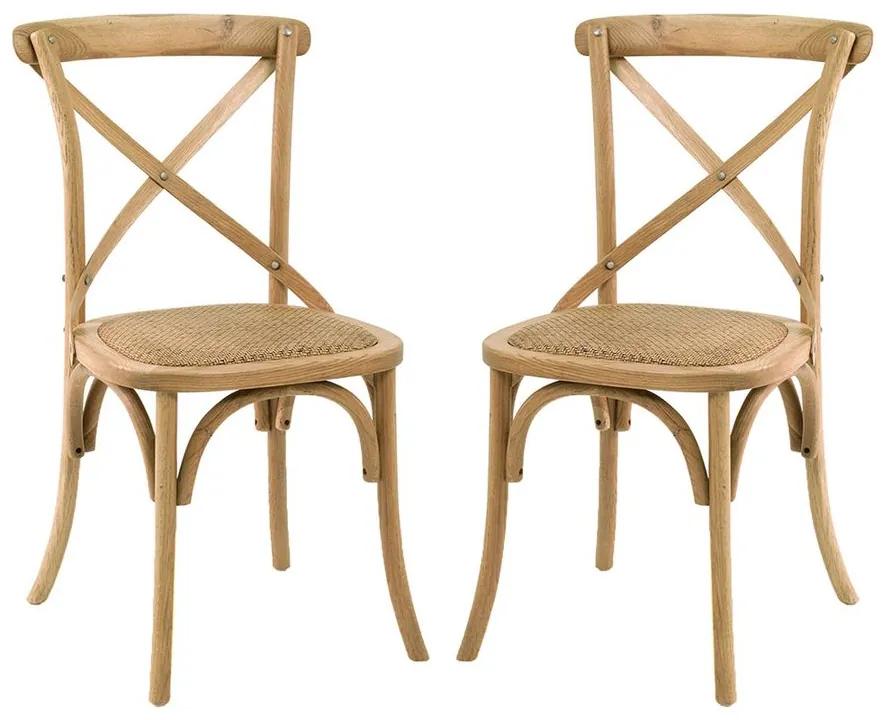 Conjunto 02 Cadeiras de Jantar Paris com Rattan - Wood Prime AM 20018