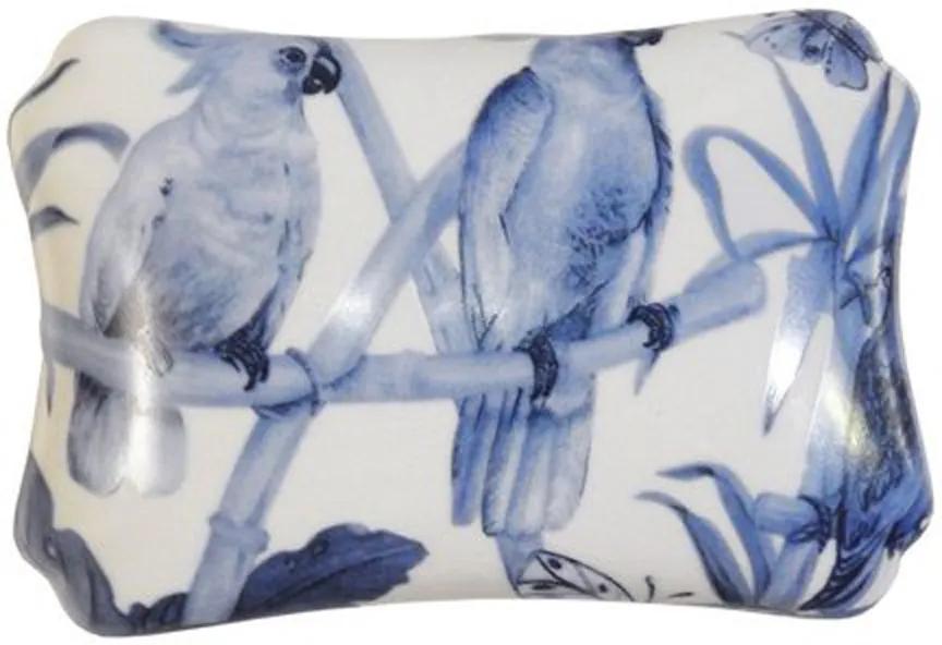 Caixa em Cerâmica Pássaro Azuis 9 cm x 18 cm x 14 cm