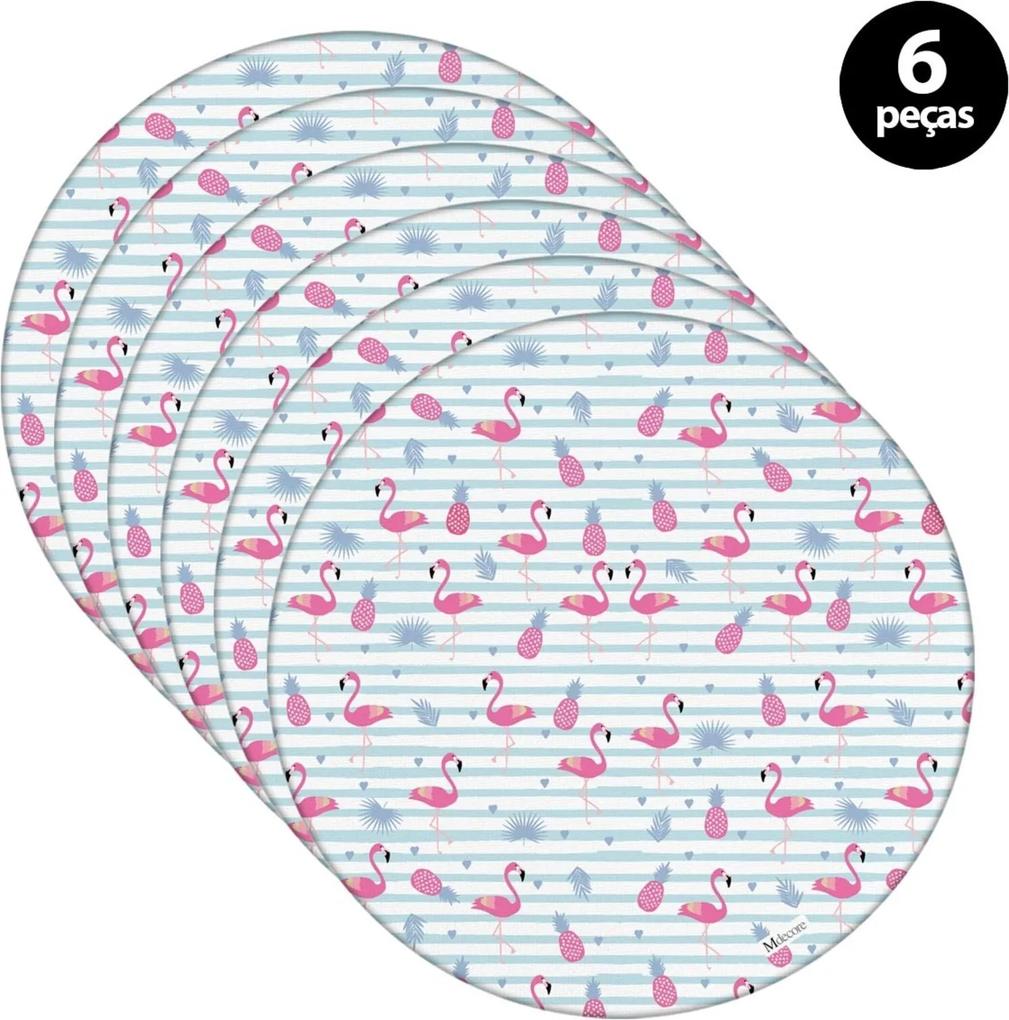 Capa para Sousplat Mdecore Flamingo Azul 6pçs