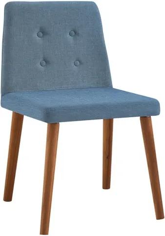 Cadeira Betty C/Pés em Madeira Maciça - Azul Jeans