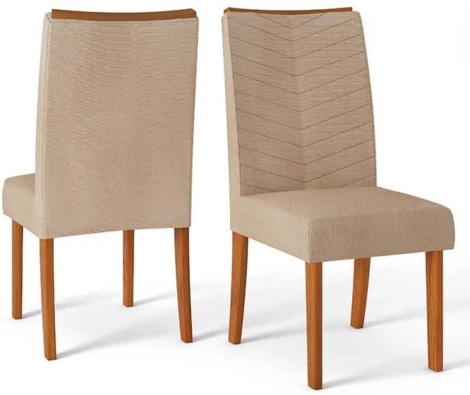 Conjunto 2 Cadeiras Lucila Rústico Terrara Tecido Linho Saara