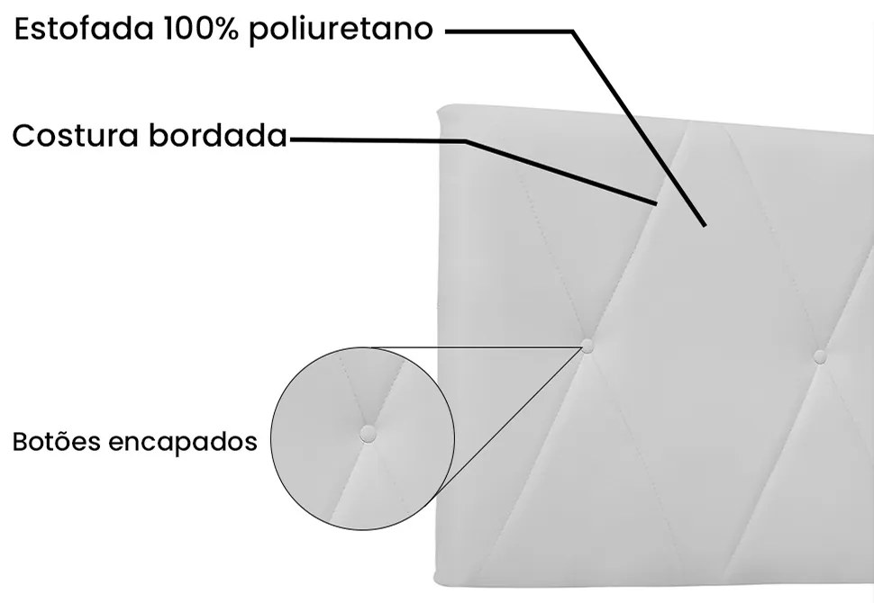 Cabeceira Painel Aquilla Para Cama Box Casal 140 cm Corino - D'Rossi - Branco