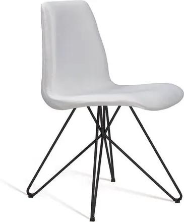 Cadeira Estofada Eames com Pés de Aço Preto - Off White