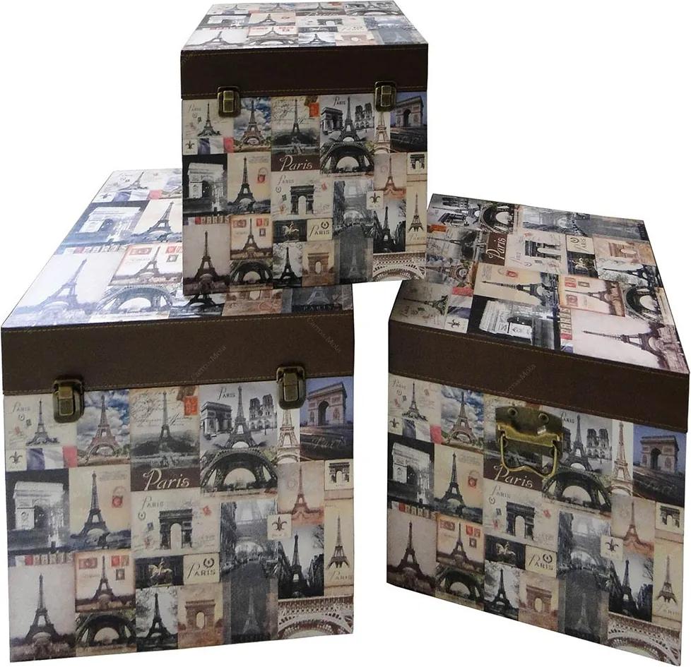 Caixas Box Storage 3 Peças Paris Oldway - 40x40 cm