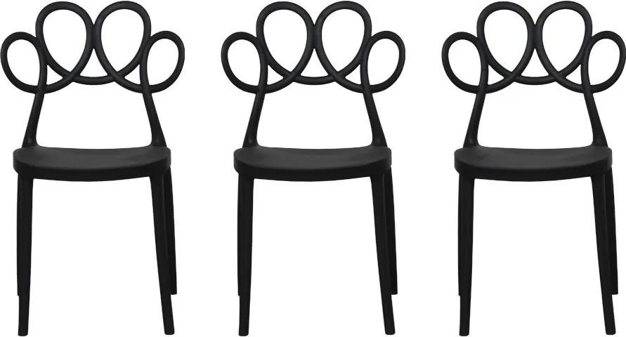 Kit 03 Cadeiras Decorativas para Cozinha Laço Preto - Gran Belo