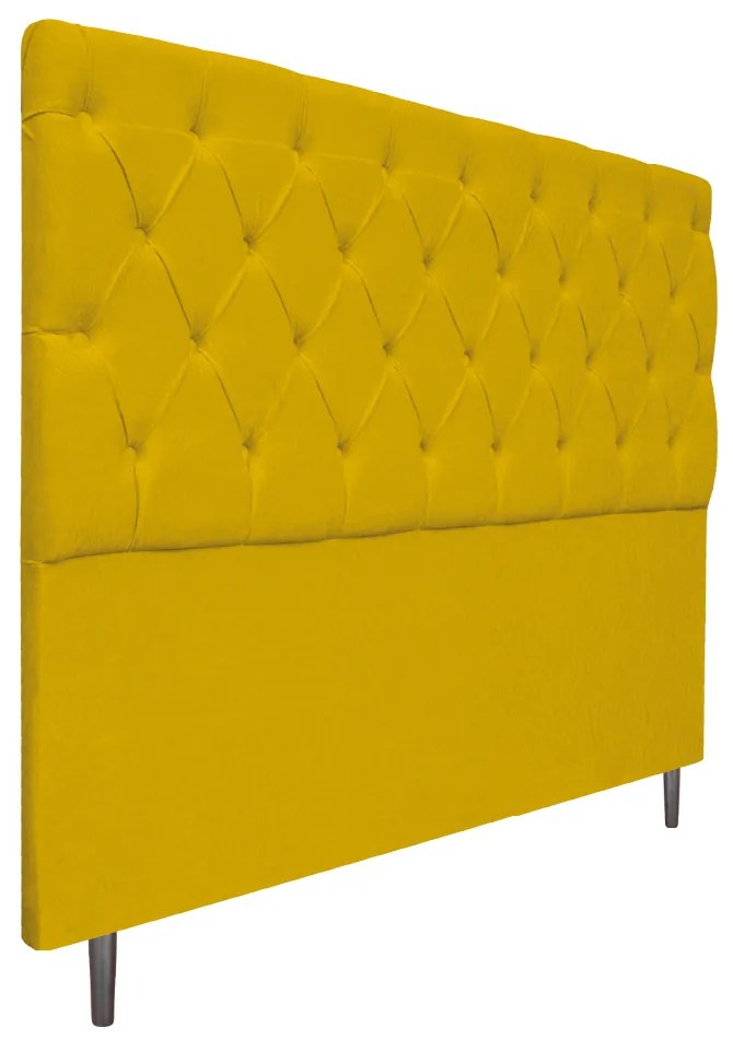 Cabeceira Estofada Liverpool 160 cm Queen Size Suede Amarelo - ADJ Decor