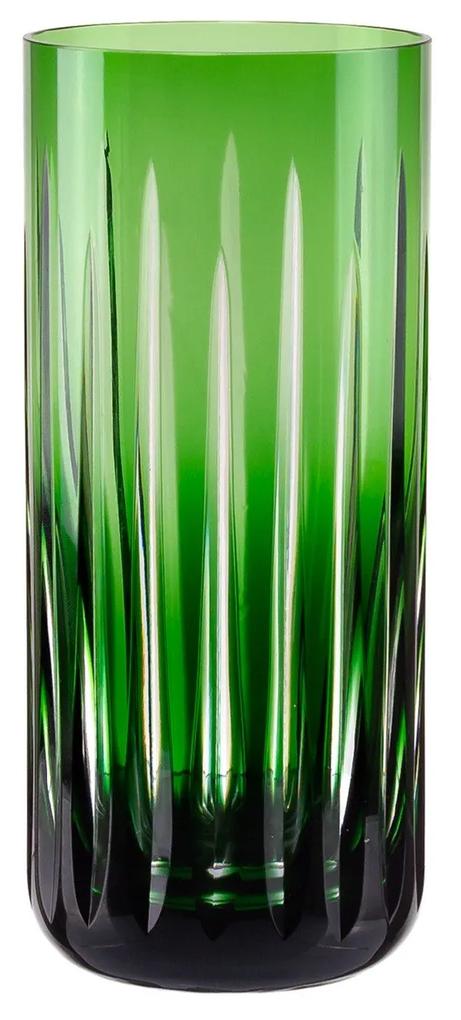 Copo de Cristal Lapidado Artesanal Long Drink - Verde Escuro - 66  Verde Escuro - 66