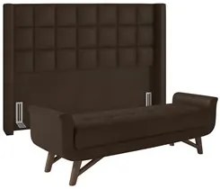 Cabeceira Cama Box Queen 160cm Pisa e Recamier Neville P02 Sintético M