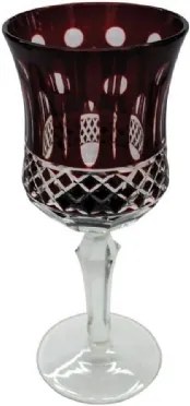 Conjunto de Taças para Vinho em Vidro Cristalino Lapidado 6 peças Rubi