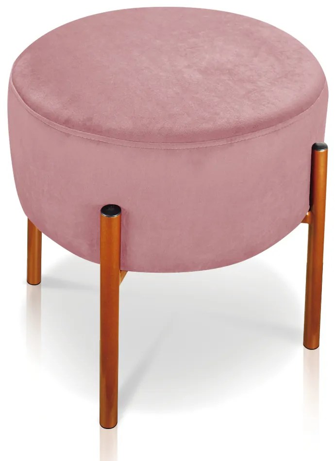 Puff Banqueta Decorativo Industrial Cobre Iron Suede D03 - D'Rossi - Rose