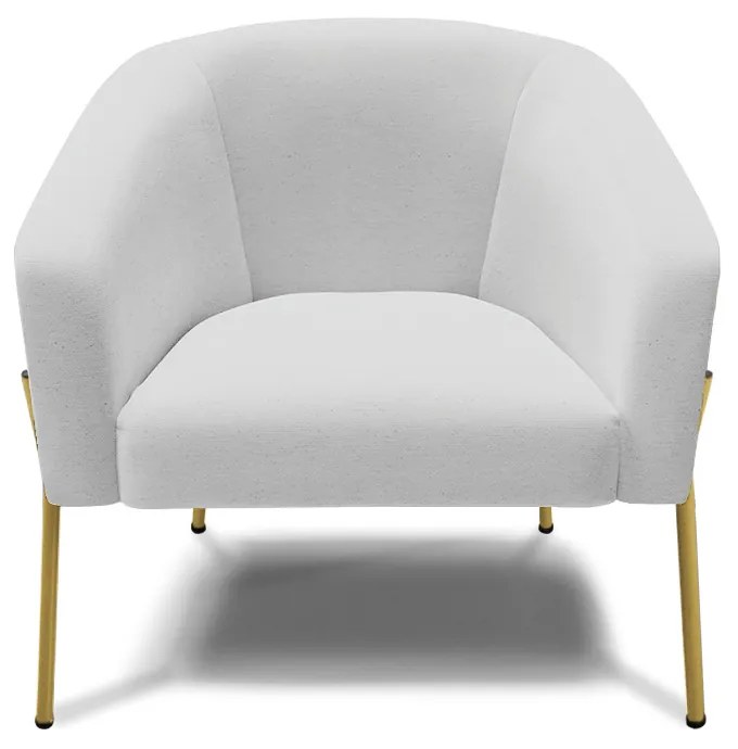 Poltrona Decorativa Pé de Ferro Dourado Stella Linho Cinza D03 - D'Rossi