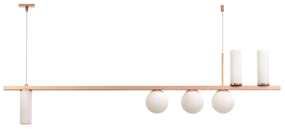 Pendente Durness Vidro Misto Assimetrico 120X10X33Cm Com Globos Ø10Cm... (CHAMPANHE)
