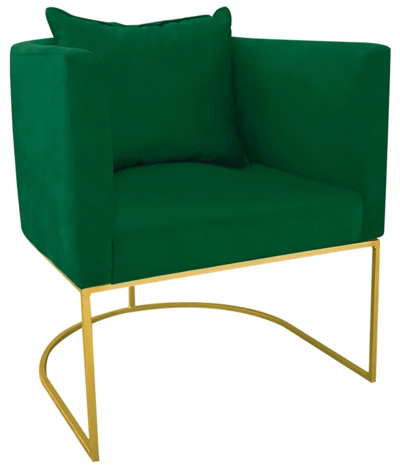 Kit 02 Poltronas Paola Suede Base Metálica Dourado - D'Rossi - Verde