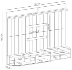 Painel para TV 75 Pol com Bancada Suspensa 207cm Emília Z10 Fendi/Natu