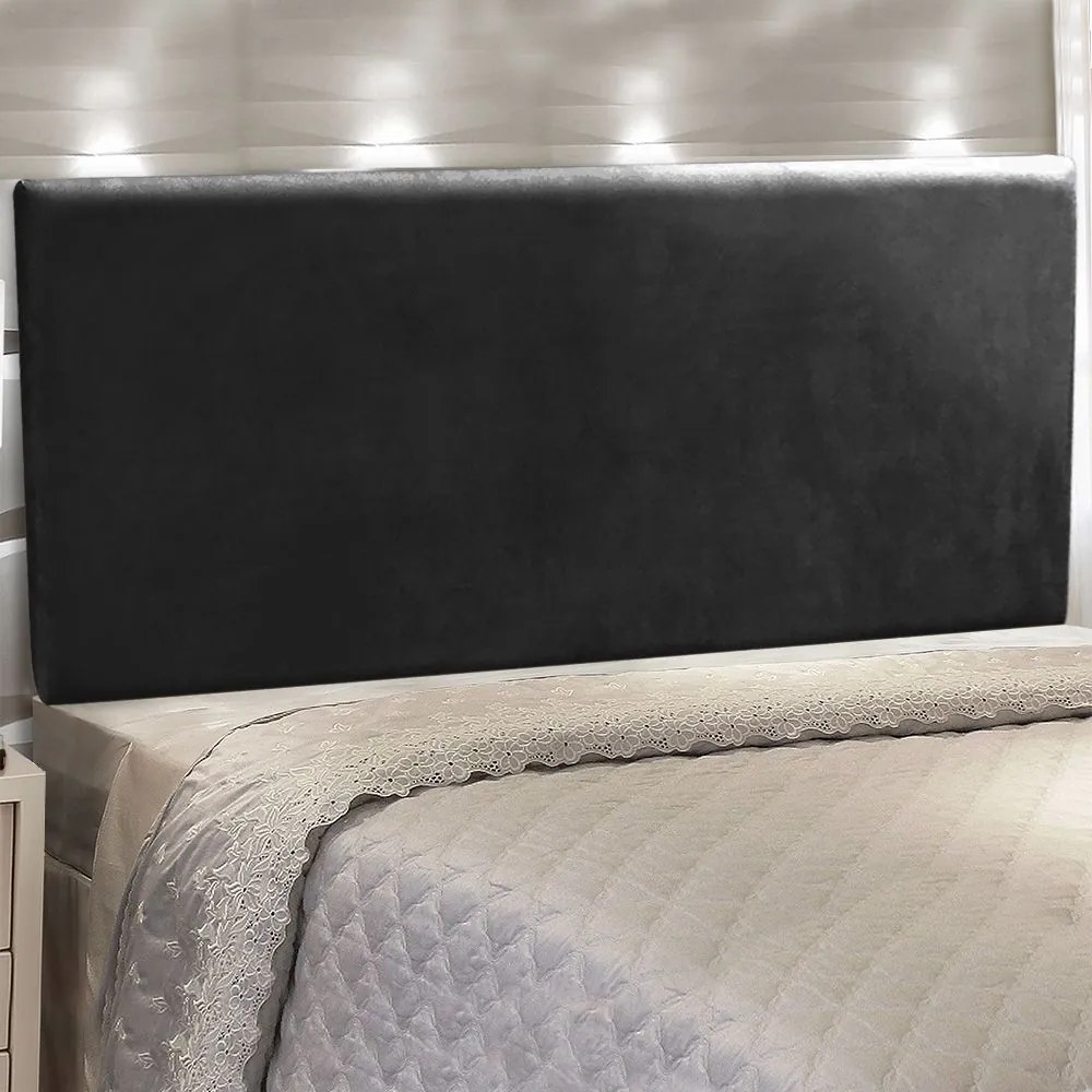 Cabeceira Painel Clean para Cama Box Queen 160 cm Suede - D'Rossi - Preto