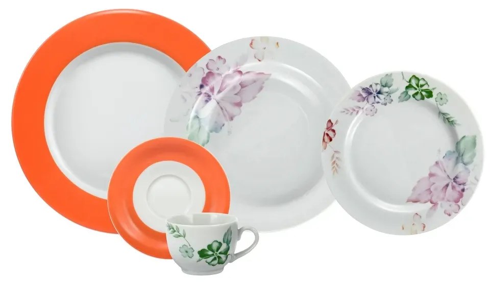 Aparelho Para Jantar E Chá Porcelana Schmidt 30 Peças - Dec. Alessandra 2385