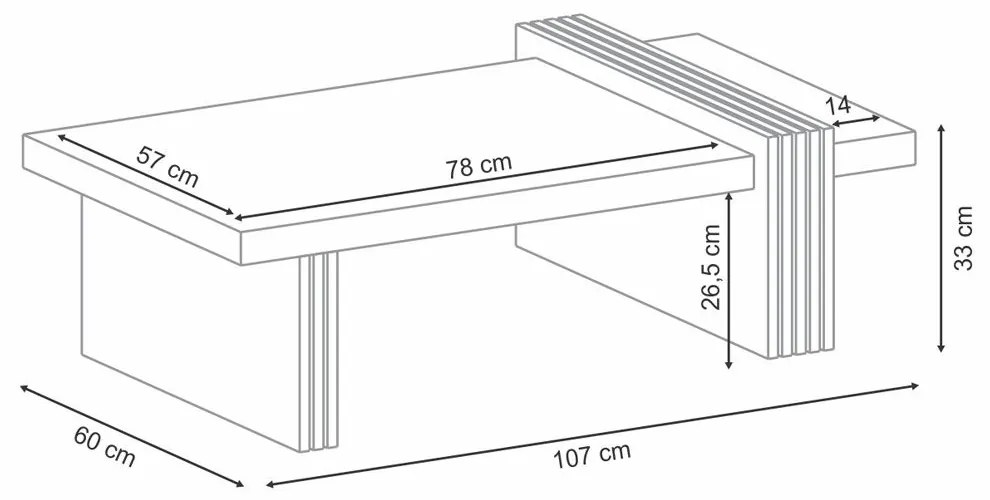 Mesa de Centro para Sala de Estar Riad Deck/Off White G26 - Gran Belo