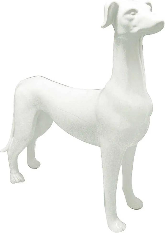 Escultura Dog Stay Alert Grande Branco em Cerâmica - Urban - 37x11 cm
