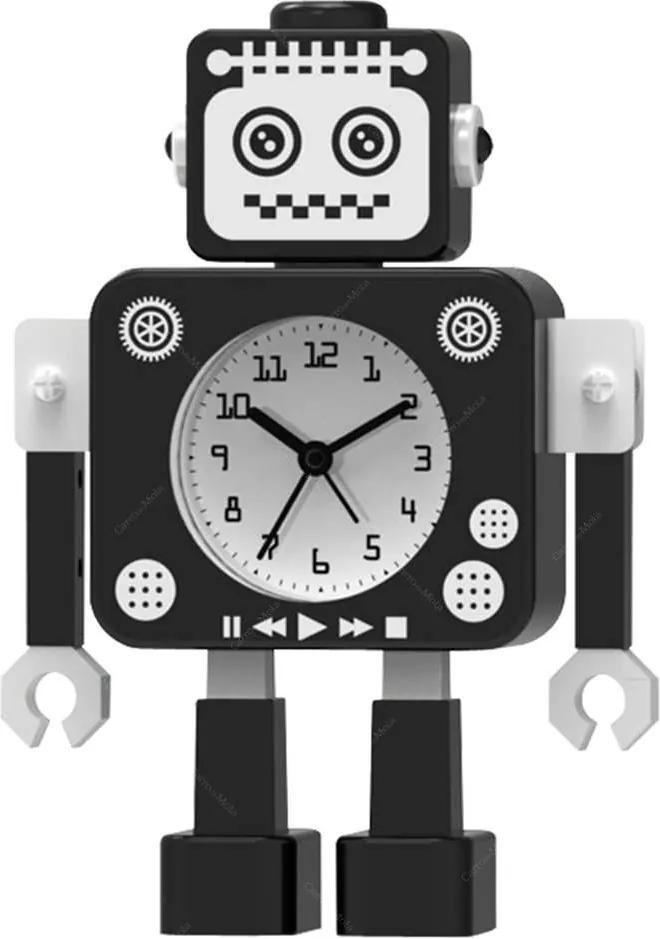Relógio de Mesa Male Robot Preto em Metal - 16,7x11,8 cm