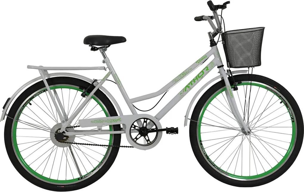 Bicicleta Aro 26 V-Brake com CestÁo Venus Verde Athor Bikes