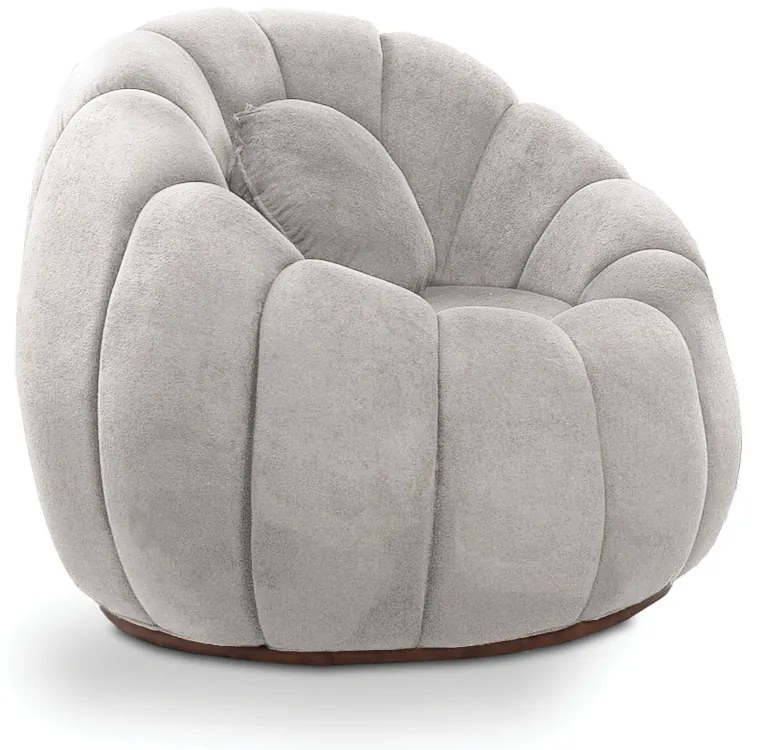 Poltrona Decorativa Orgânica Giratória Cloud Bouclê E03 - D'Rossi - Cinza claro