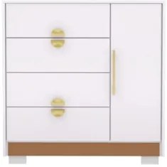 Cômoda Para Quarto 93cm Com 1 Porta Nara Flex Branco V02 - Mpozenato