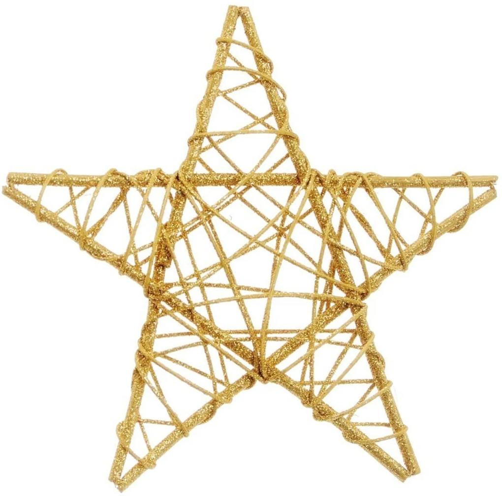 Estrela Rattan Decoração Natal 20Cm Dourado