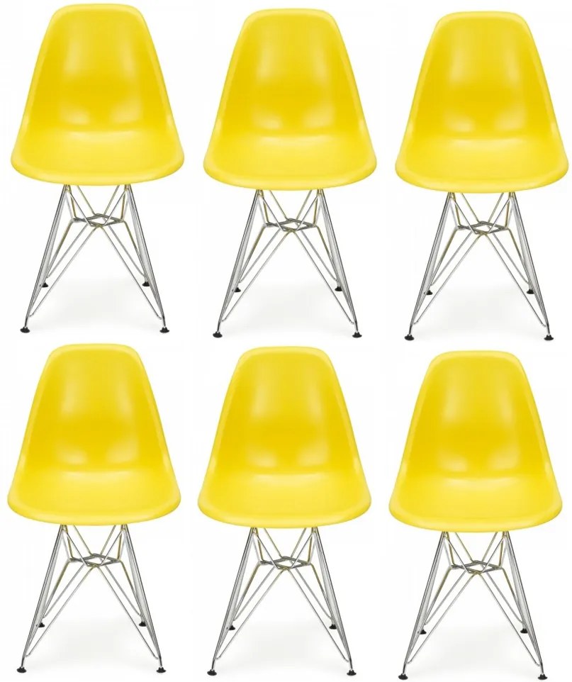 Conjunto 6 Cadeiras Eiffel Eames DSR Amarela