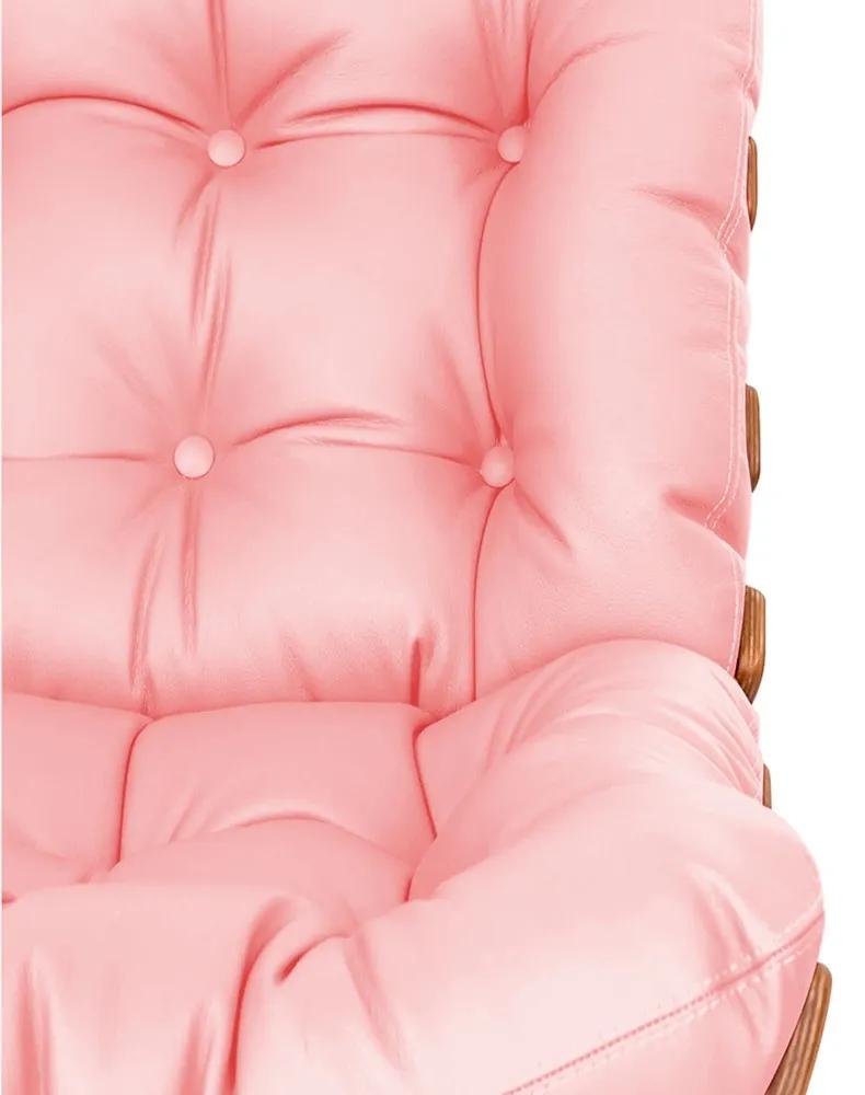 Poltrona Decorativa Costela Base Fixa Corano Rosa Bebê - ADJ Decor