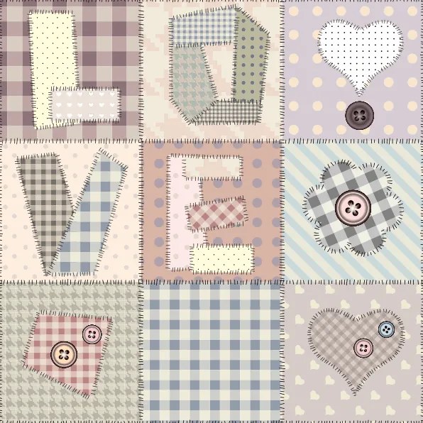 Papel De Parede Adesivo Patchwork Love Lilás (0,58m x 2,50m)