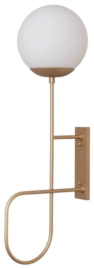 Arandela Trombone 20X27,3X71,4Cm 1Xe27 Alumínio E Globo Ø20Cm | Usina... (CB-M - Cobre Metálico, AMBAR)